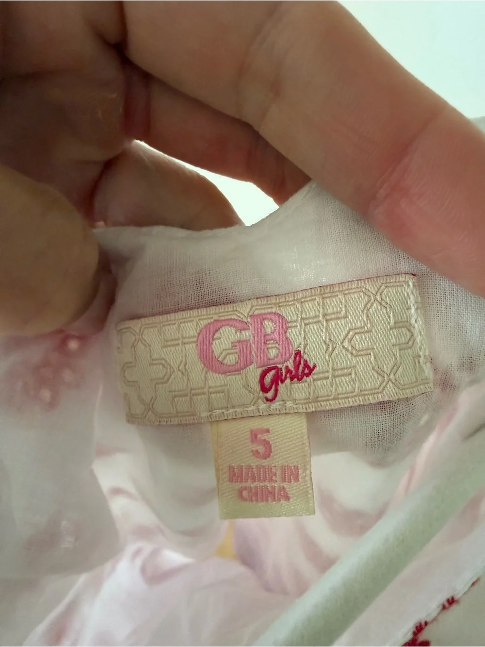 GB girls Pink and Cream Labeled Girl's Dress